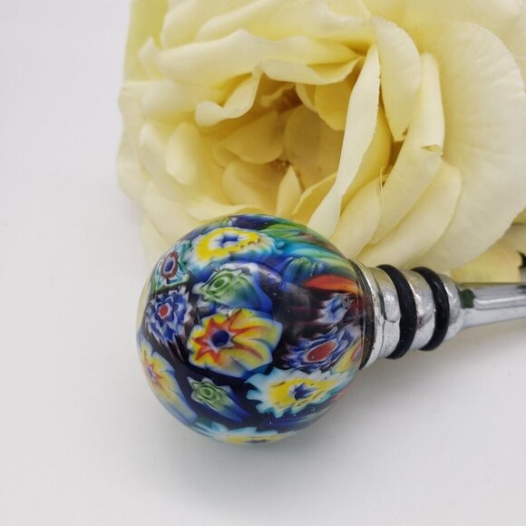 Vintage 1980's Handblown Murano Millefiori Art Glass Wine Bottle Stopper - Picture 3 of 10